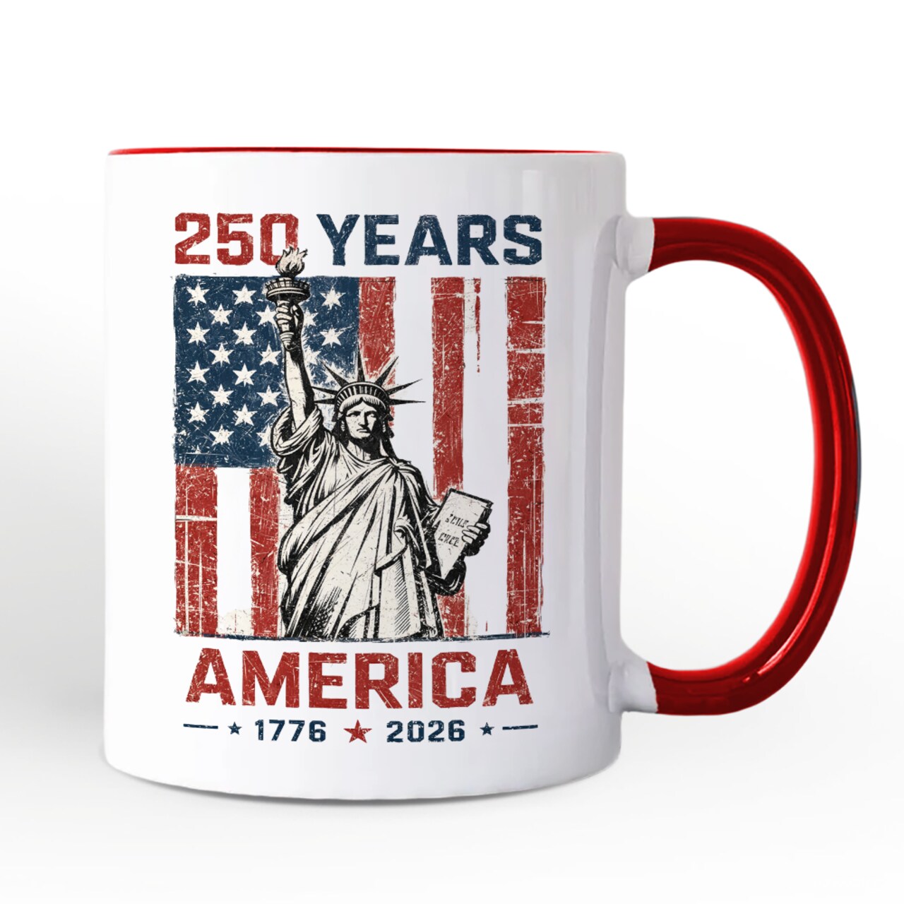 Statue of Liberty America Flag 250 Years Mug, 4th of July USA Patriotic 1776–2026 Gift